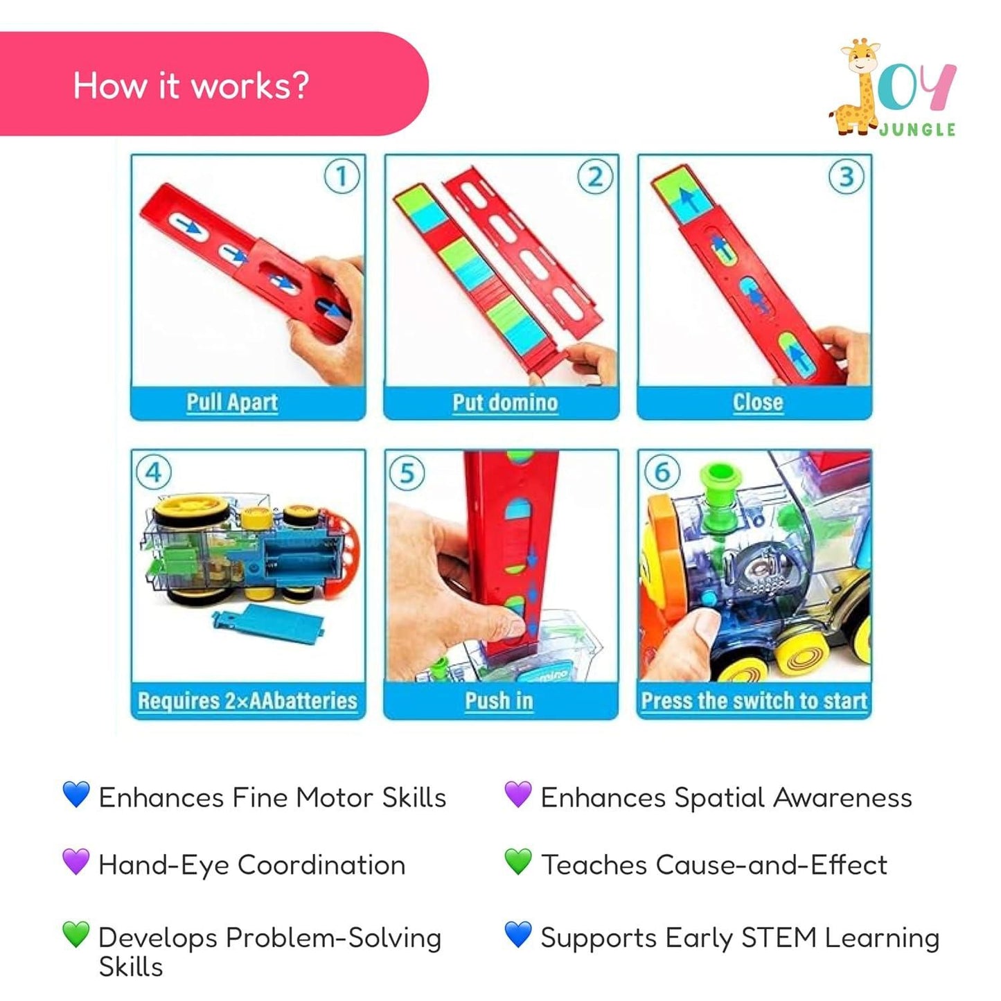 Train Toy Domino Set for Kids. BPA-Free Plastic with Sound Effects.
